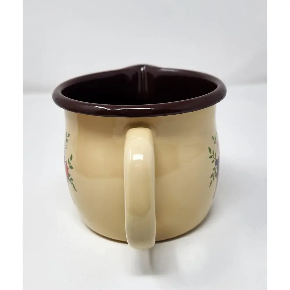 Vintage Enamelware Pitcher | Planter | Candle Holder | Retro Kitchen